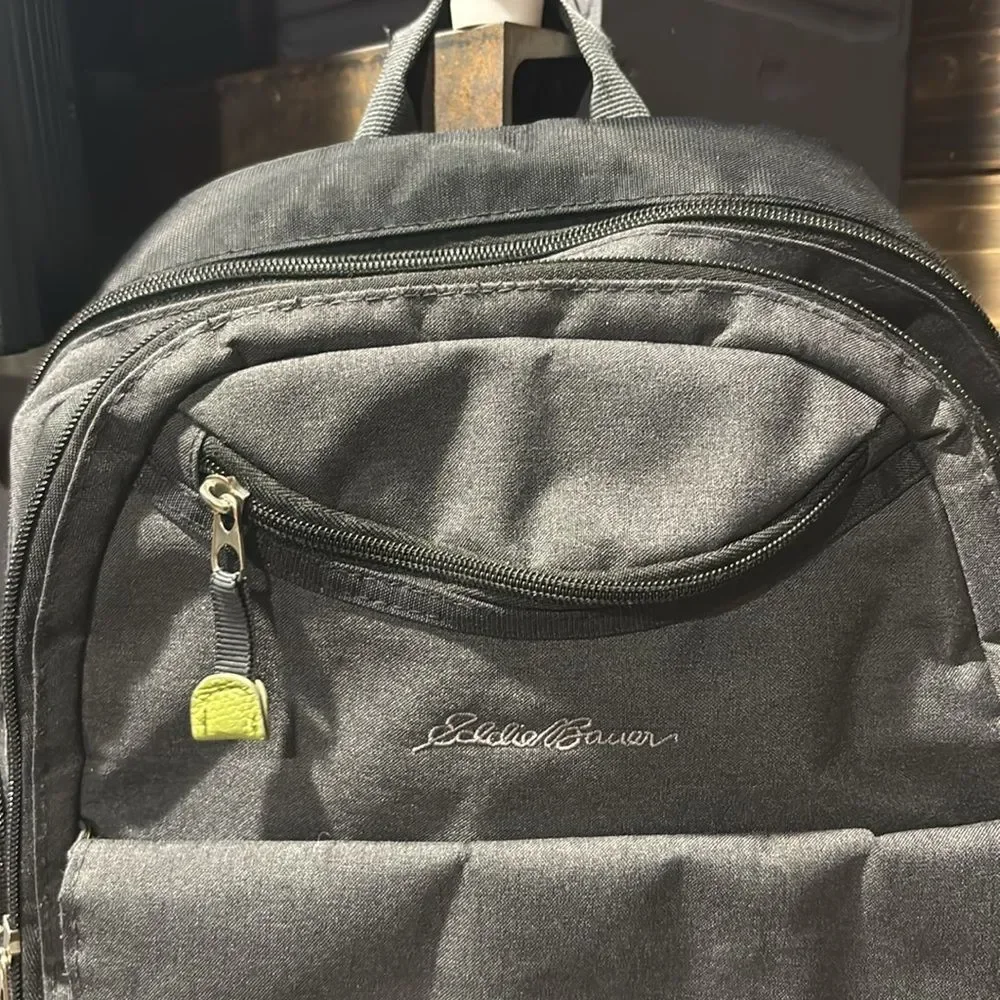 Eddie Bauer Gray Green Backpack Travel Diaper Baby Bag